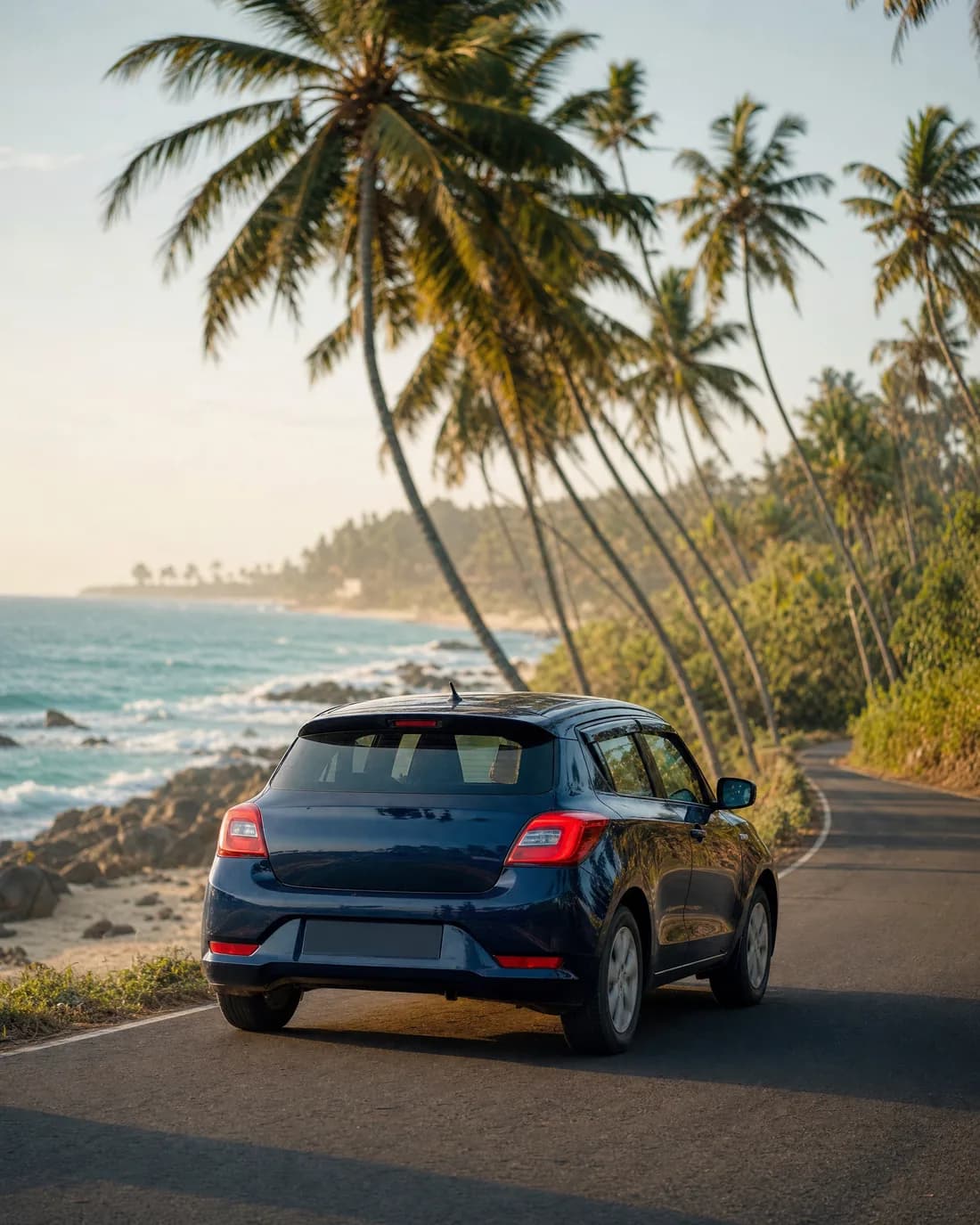 Sample image: a car on a coast road